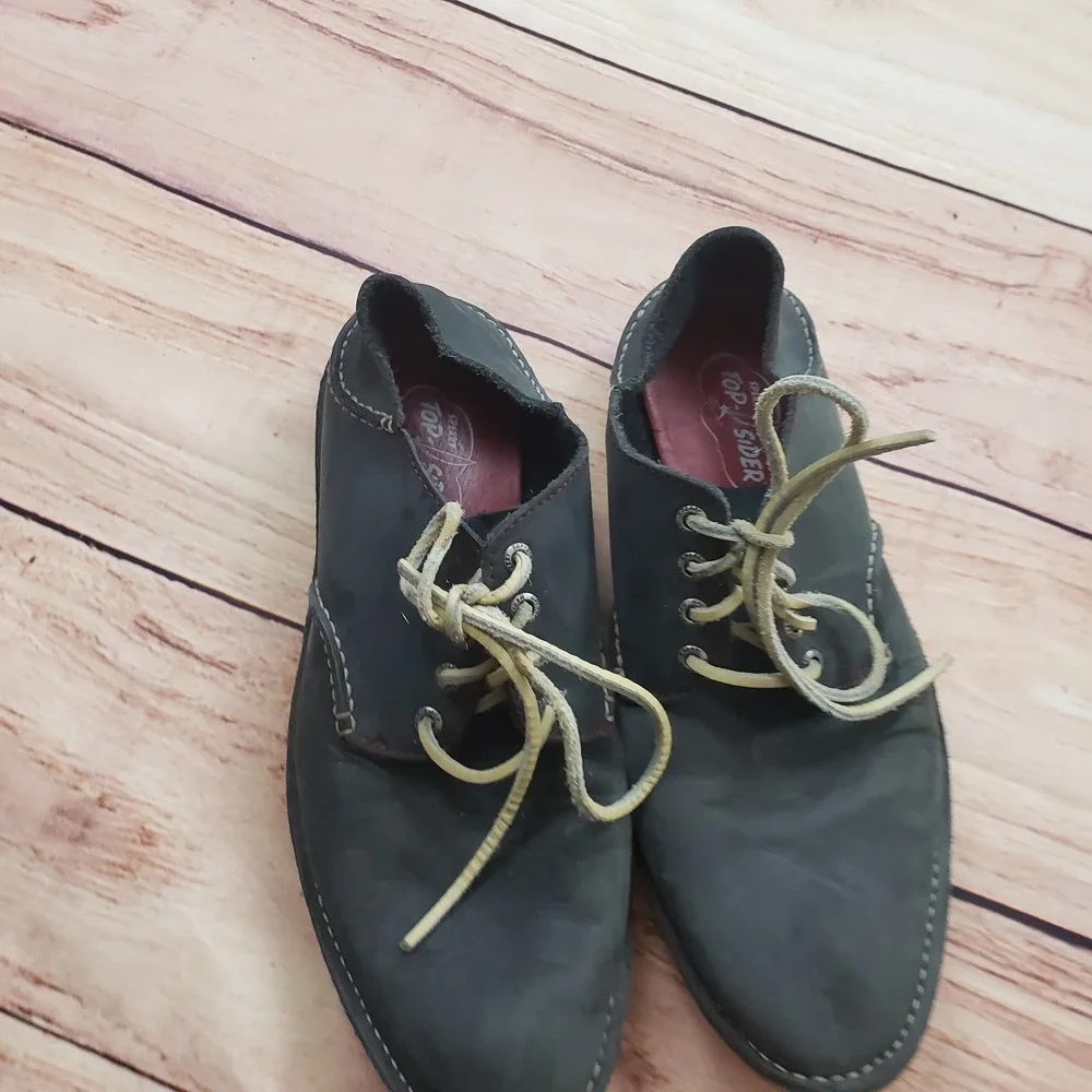 Sperry Top Sider Shoes Mens Size 9.5M Black Leather Casual Lace‎ Up Comfort Boat